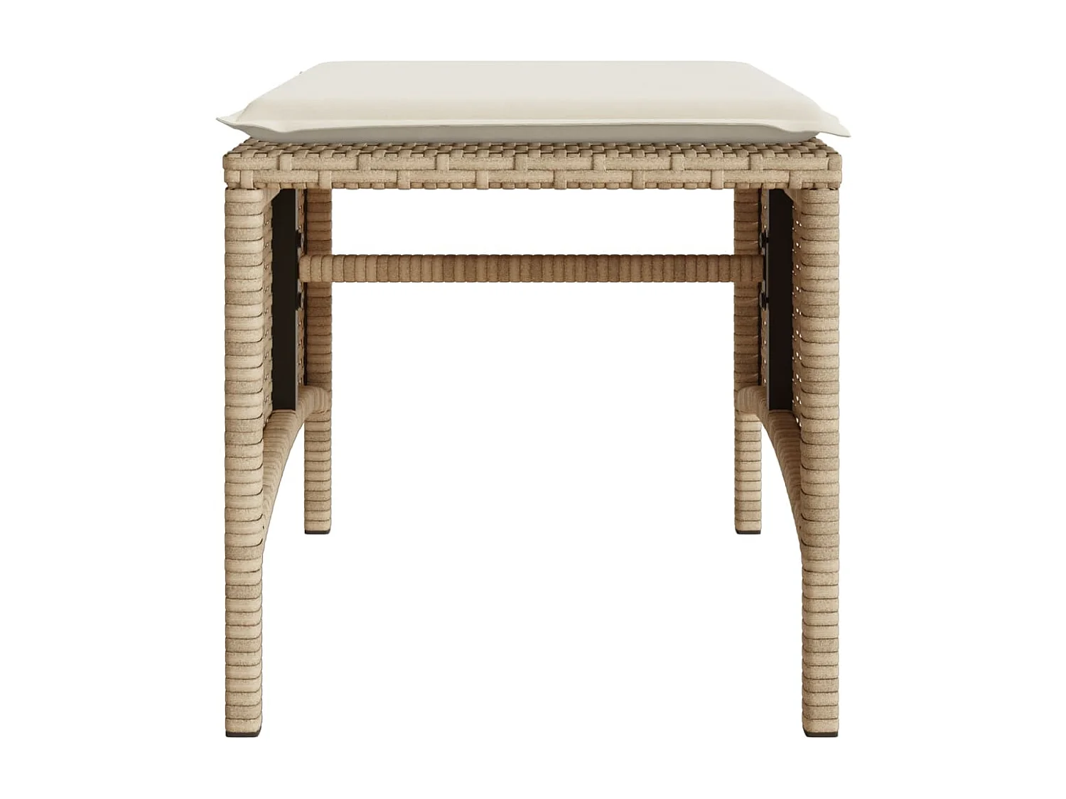 Gartensofa 2-Sitzer mit Tisch und Hockern Beige Poly Rattan