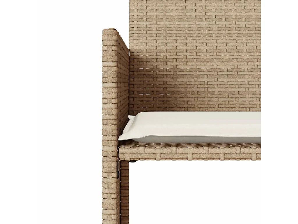 Gartensofa 2-Sitzer mit Tisch und Hockern Beige Poly Rattan