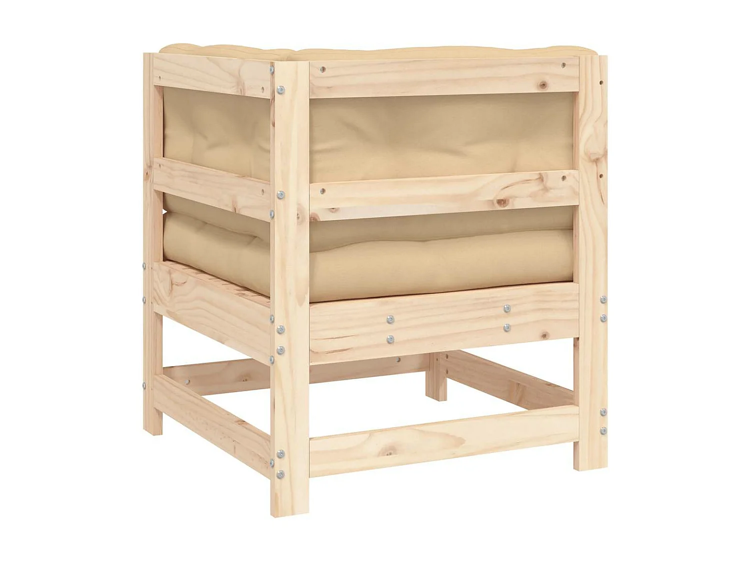 Canapé d'angle avec coussins bois de pin solide