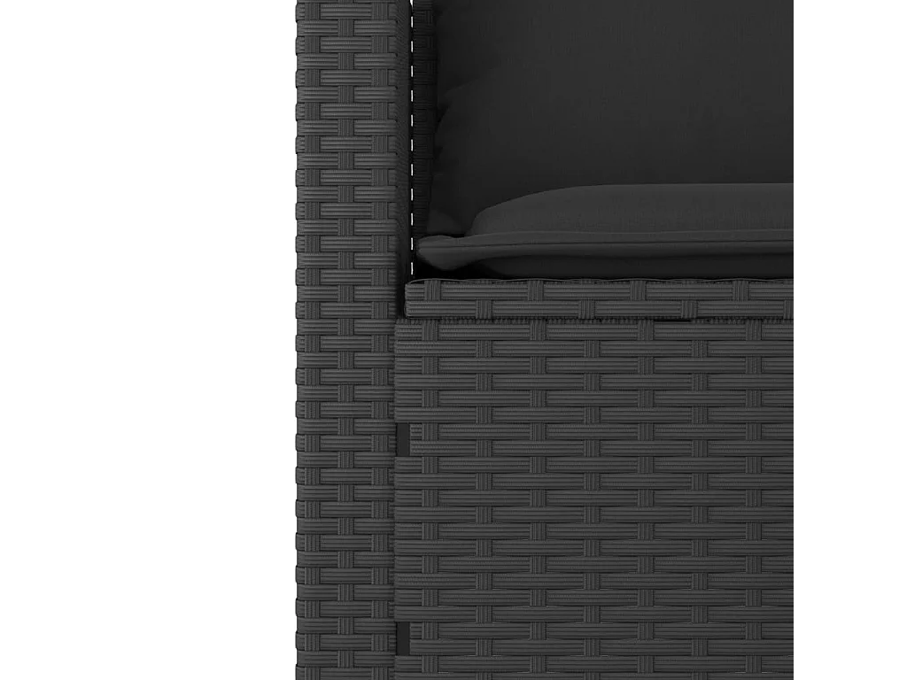 3-tlg. Garten-Sofagarnitur mit Kissen Schwarz Poly Rattan