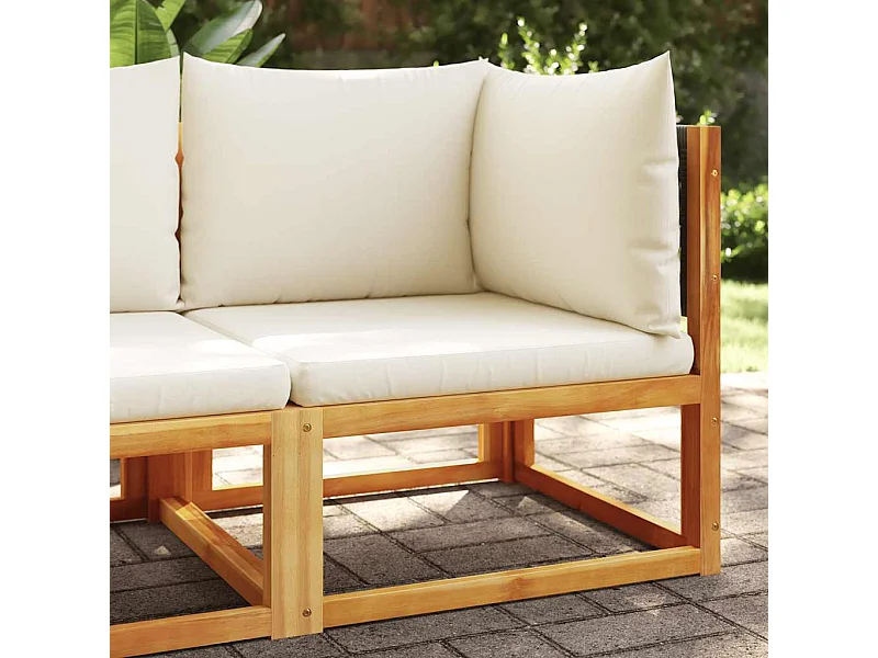 Gartensofa-Ecke mit Kissen Holz Akazie & Rattan