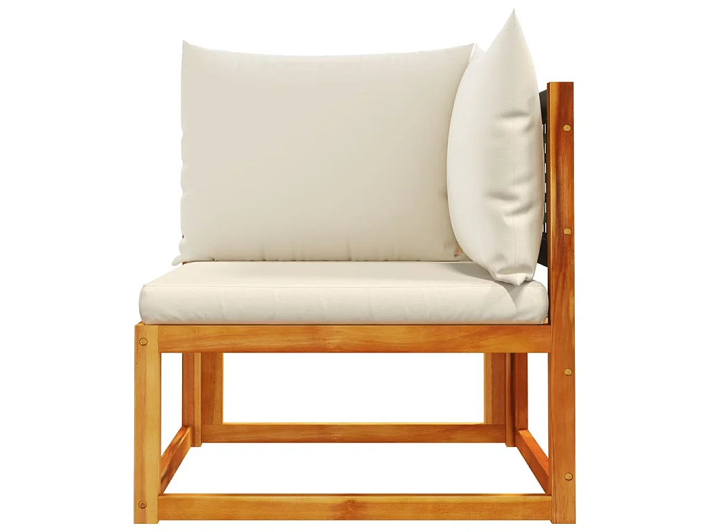 Divano da giardino angolare con cuscini in legno di acacia e rattan