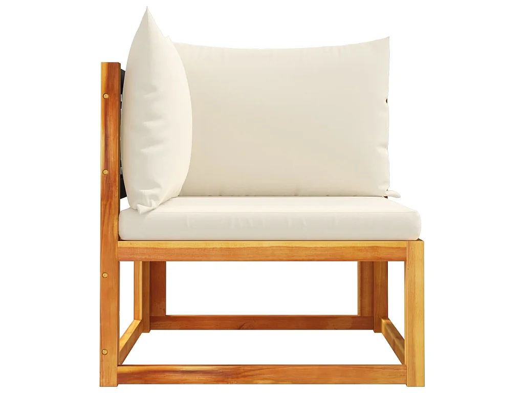 Divano da giardino angolare con cuscini in legno di acacia e rattan