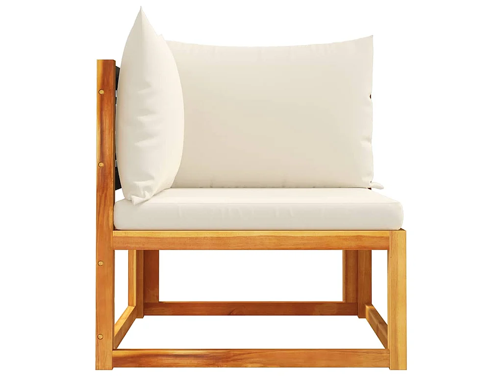 Canapé d'angle de jardin avec coussins en bois d'acacia et rotin