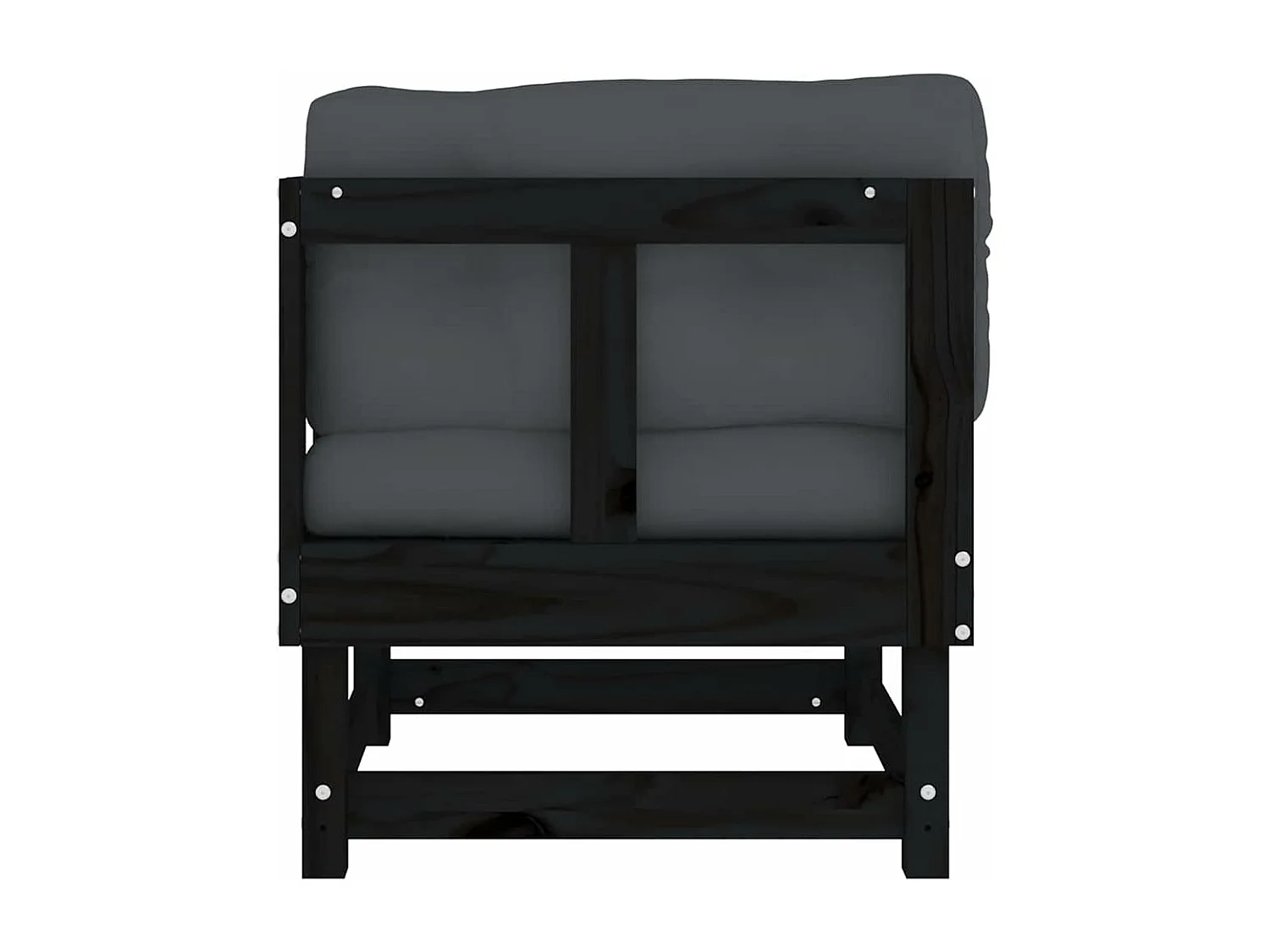 Canapé d'angle avec coussins noir bois de pin solide