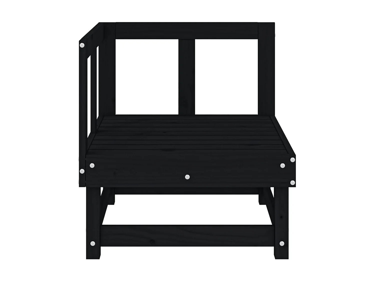 Sofás de canto para jardim 2 pcs madeira de pinho maciça preto