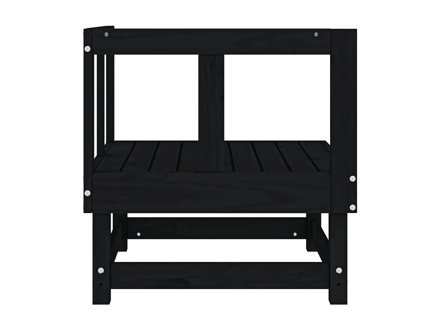 Sofás de canto para jardim 2 pcs madeira de pinho maciça preto