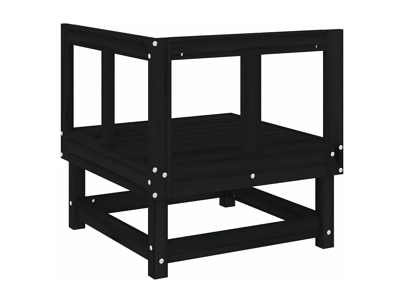 Sofás de canto para jardim 2 pcs madeira de pinho maciça preto