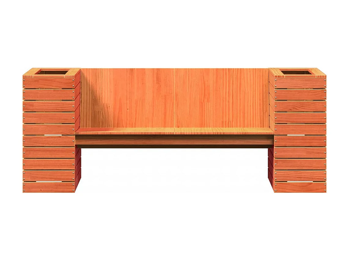 Banc avec jardinières cire marron 167,5x60x65cm bois massif pin