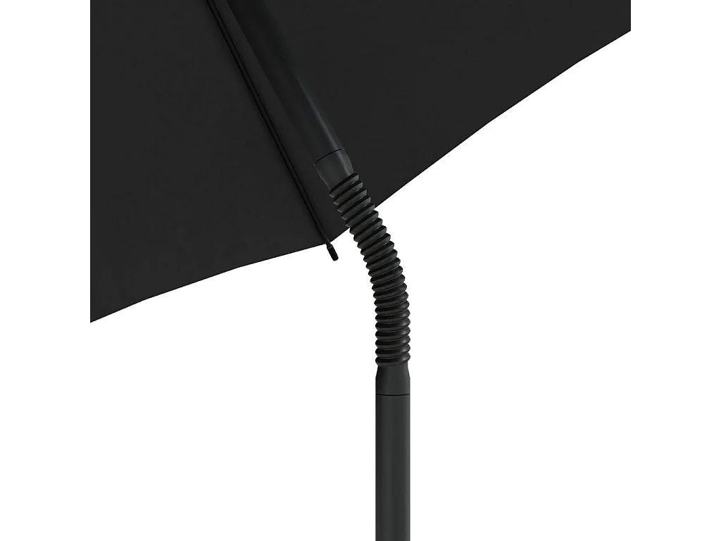 Tuinbank 2-zits met parasol en voetenbanken poly rattan zwart