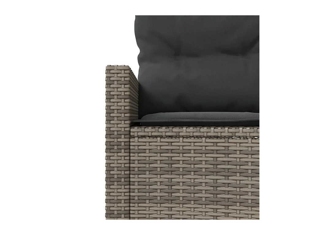 Tuinbank met tafel en kussens halfrond poly rattan grijs