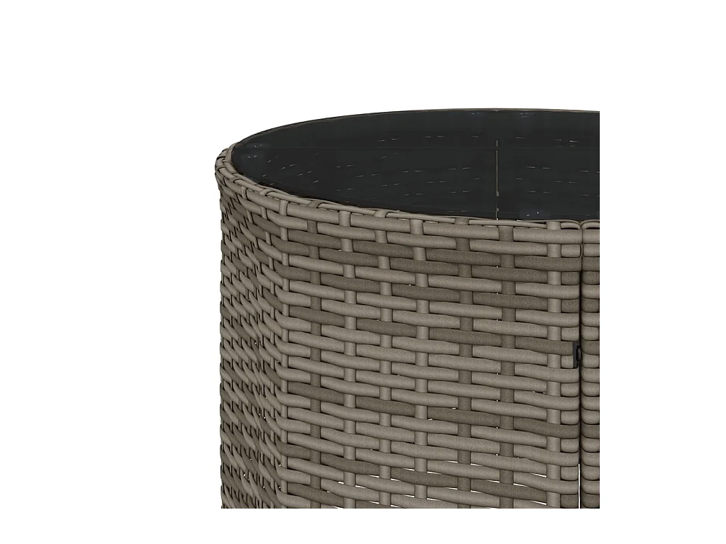 Tuinbank met tafel en kussens halfrond poly rattan grijs