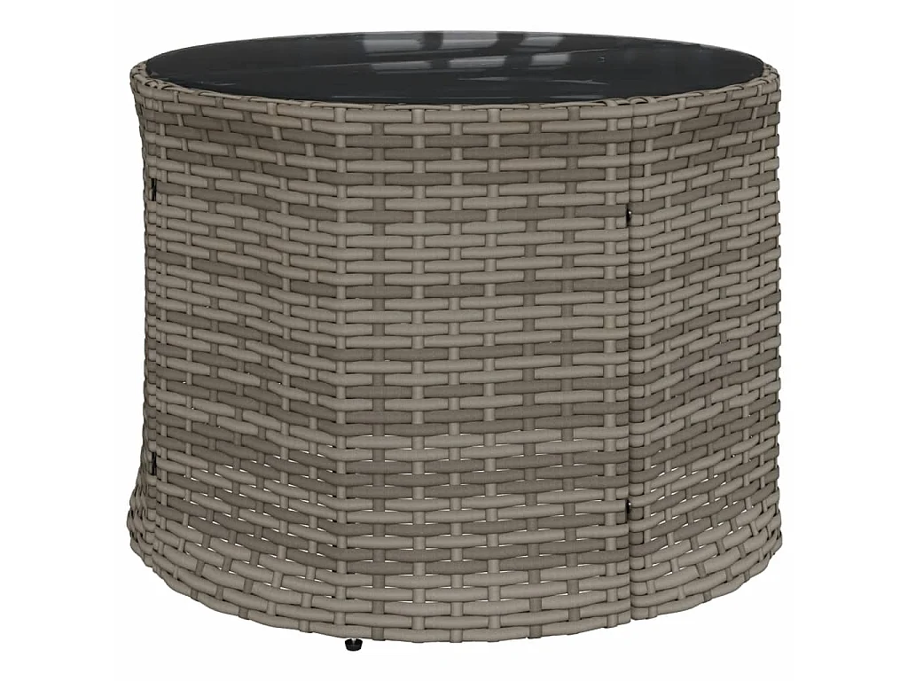 Tuinbank met tafel en kussens halfrond poly rattan grijs