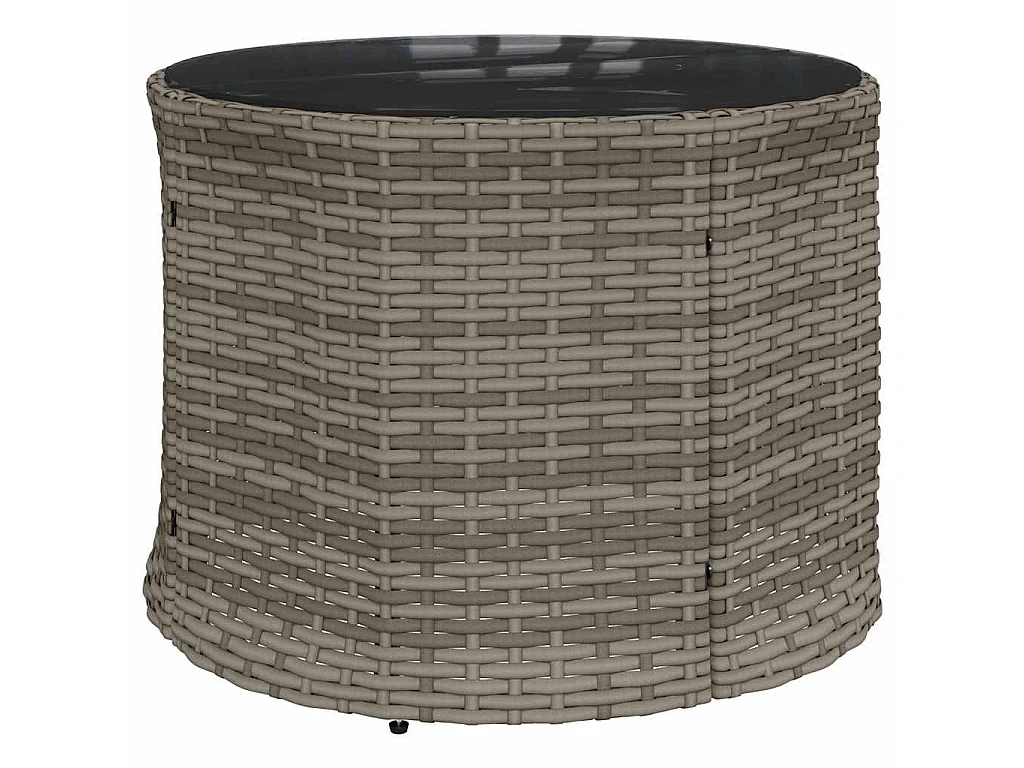 Sofá de jardim com mesa e almofadões semicircular vime PE cinza
