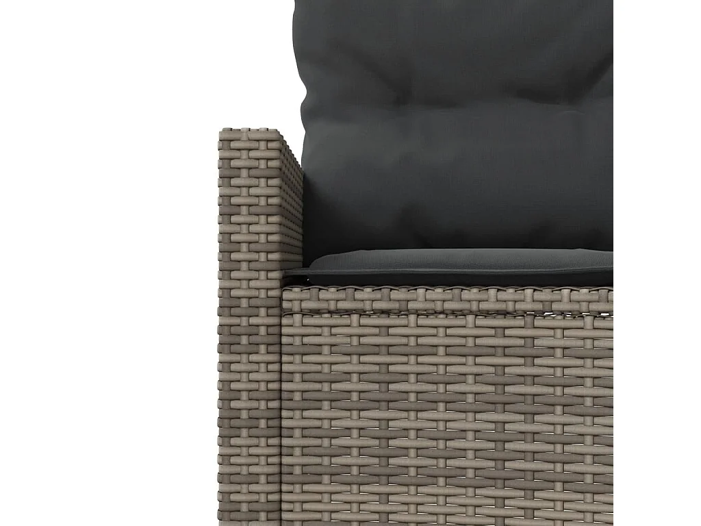 Sofá de jardim com mesa e almofadões semicircular vime PE cinza