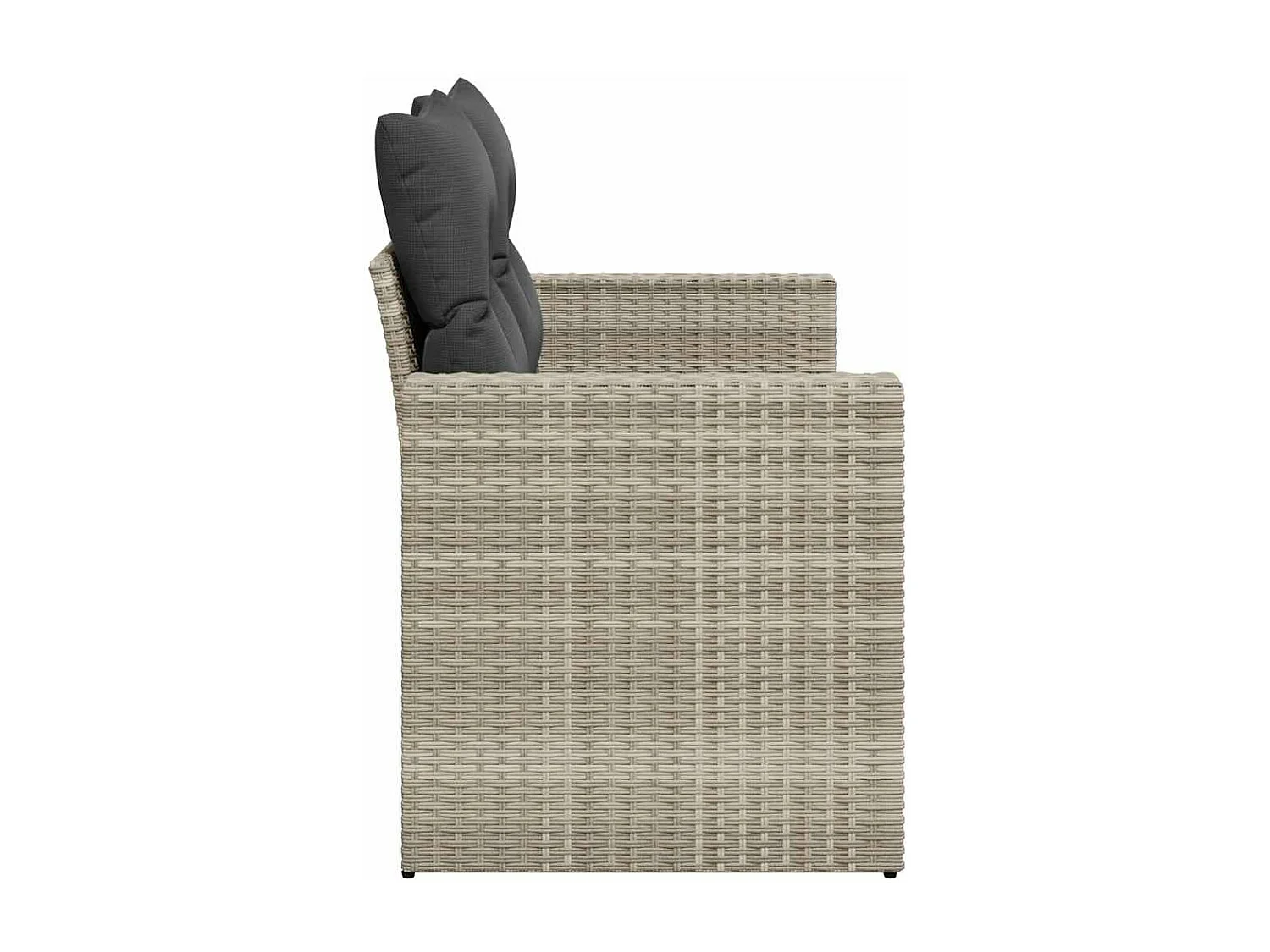 Tuinbank 2-zits met kussens poly rattan lichtgrijs