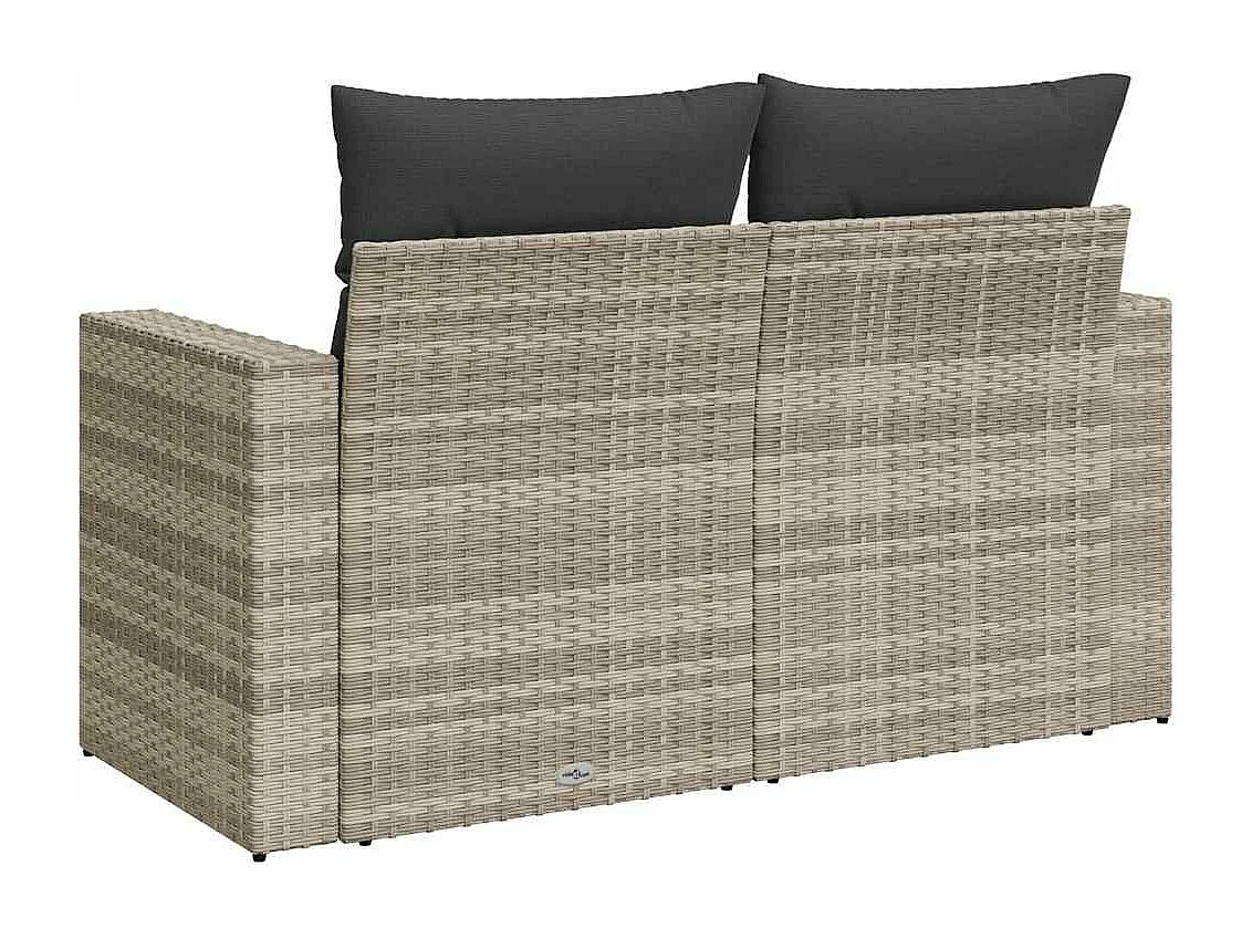 Tuinbank 2-zits met kussens poly rattan lichtgrijs