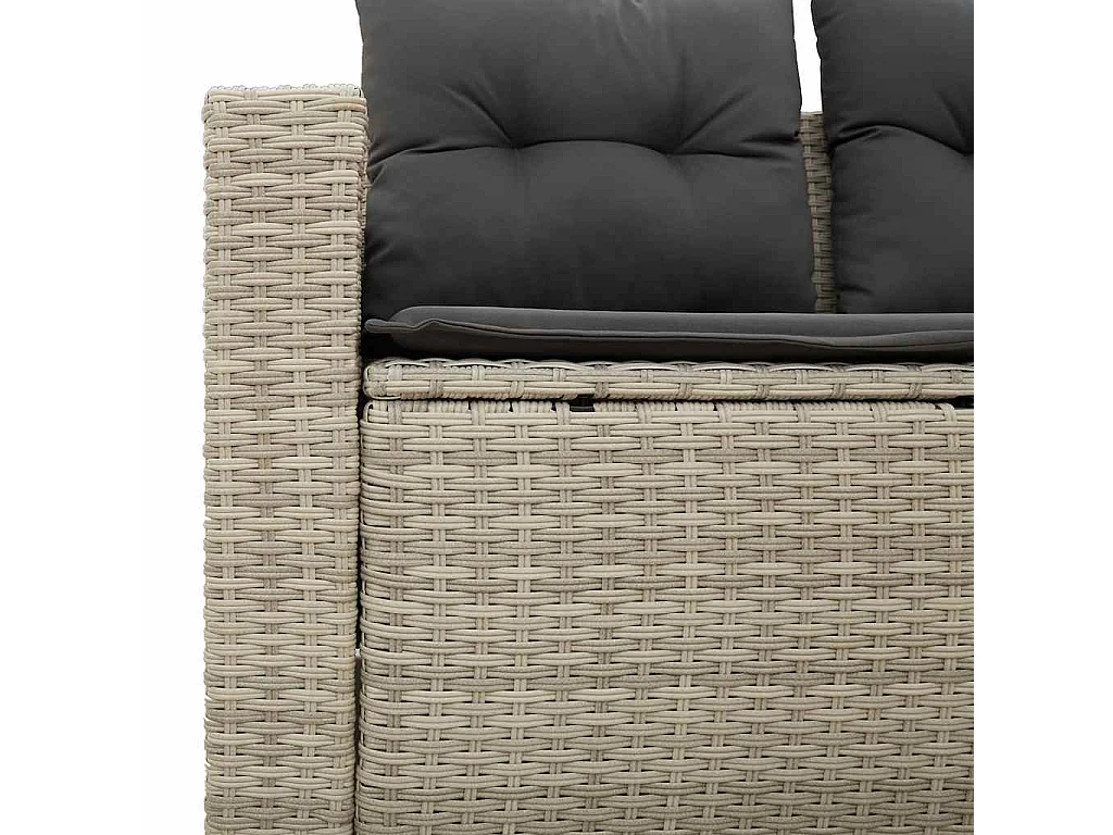 Tuinbank 2-zits met kussens poly rattan lichtgrijs