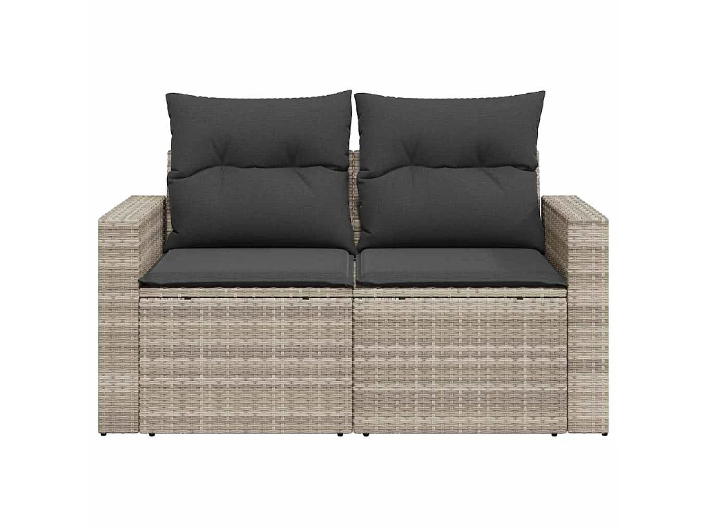 Divano da Giardino con Cuscini 2 Posti Grigio Chiaro Polyrattan
