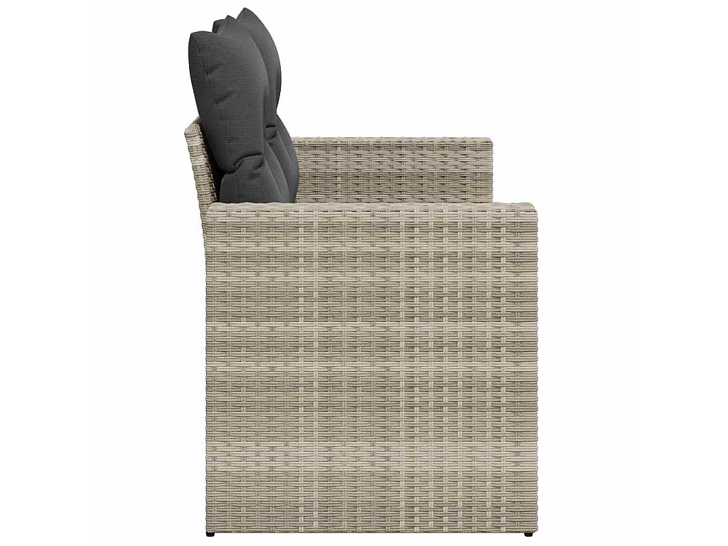 Divano da Giardino con Cuscini 2 Posti Grigio Chiaro Polyrattan