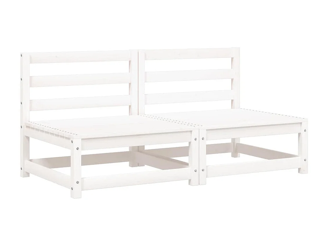 Gartensofas ohne Armlehnen mit Kissen 2 Stk. Weiß Kiefernholz