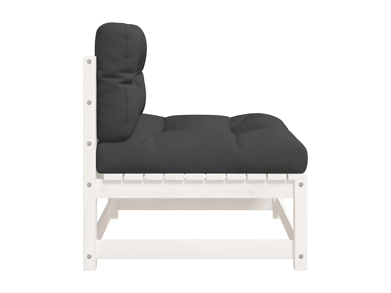 Gartensofas ohne Armlehnen mit Kissen 2 Stk. Weiß Kiefernholz