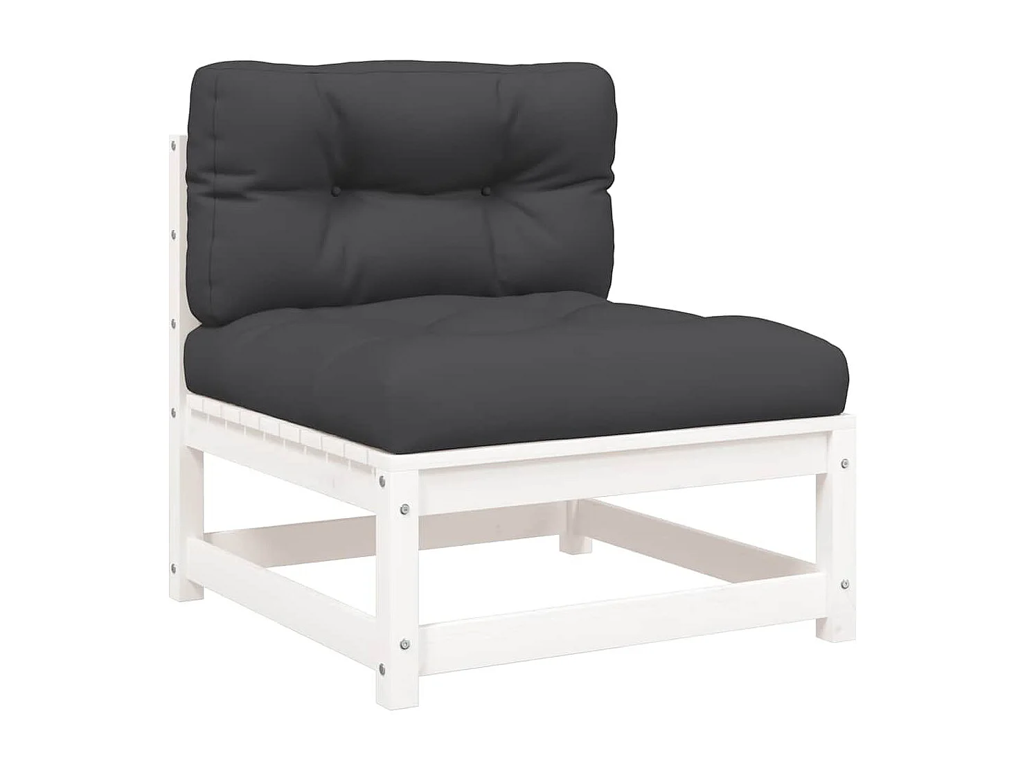 Canapés de jardin sans accoudoirs coussins 2pcs bois massif pin