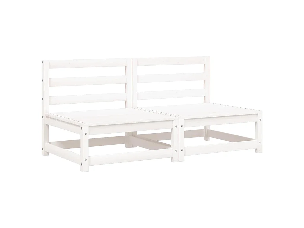 Divani Giardino Senza Braccioli con Cuscini 2 pz Pino Bianco