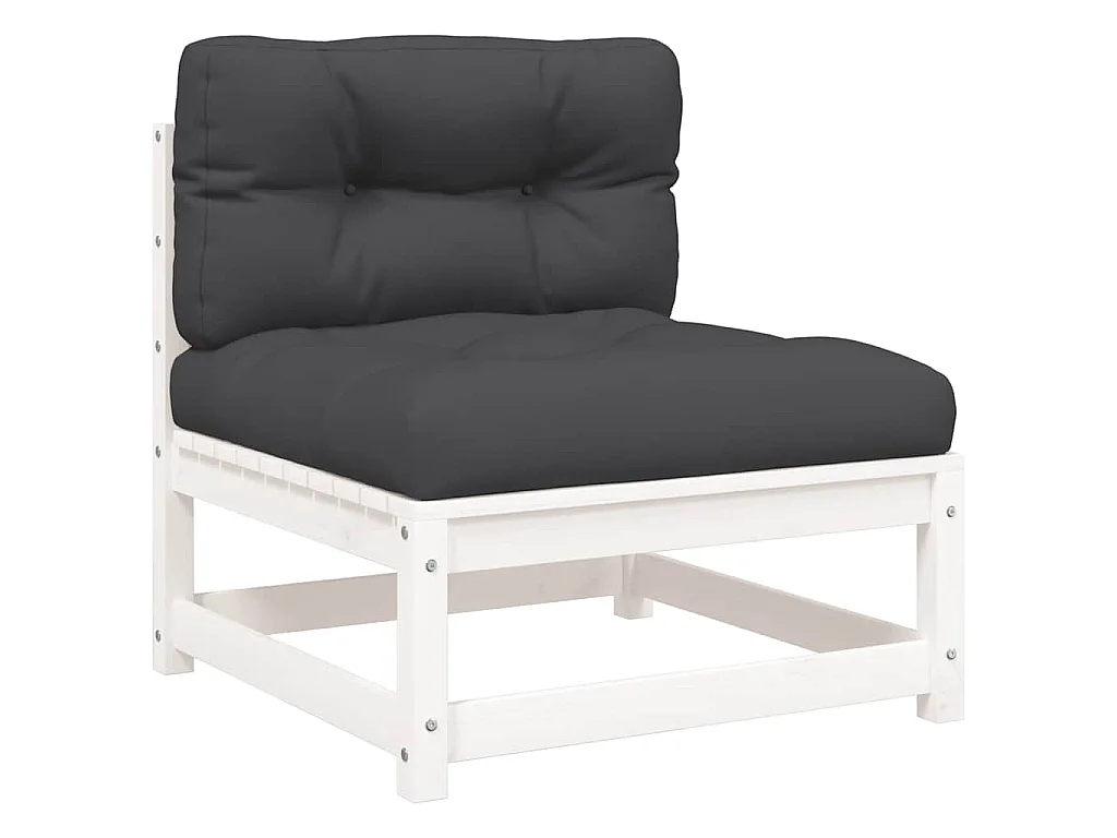 Divani Giardino Senza Braccioli con Cuscini 2 pz Pino Bianco