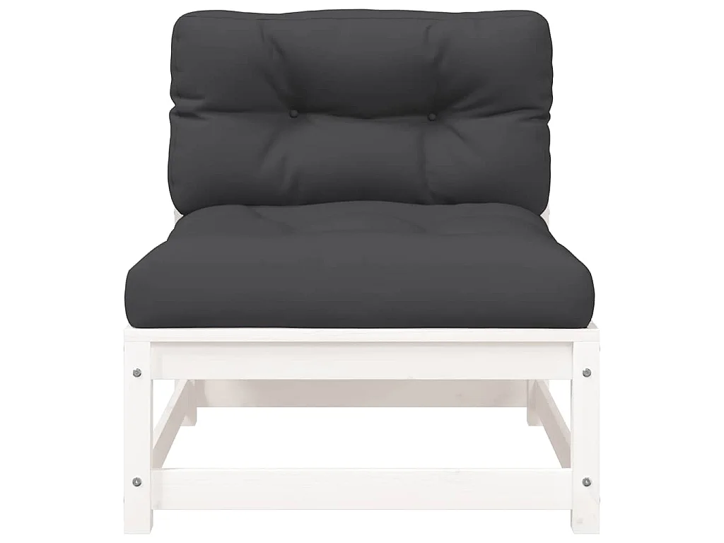 Divani Giardino Senza Braccioli con Cuscini 2 pz Pino Bianco