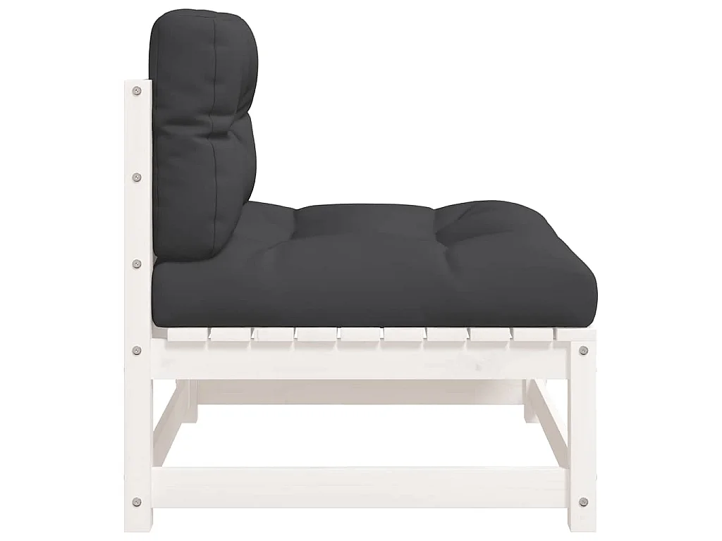 Divani Giardino Senza Braccioli con Cuscini 2 pz Pino Bianco