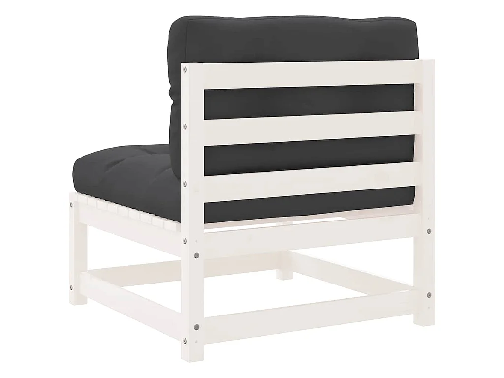 Divani Giardino Senza Braccioli con Cuscini 2 pz Pino Bianco