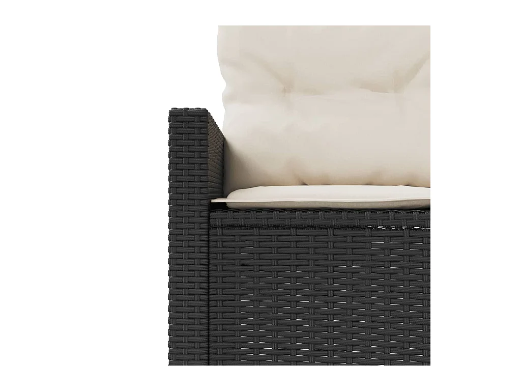Canapé de jardin avec coussins rond noir résine tressée