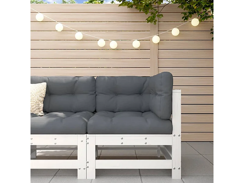 Ecksofa mit Kissen Weiß Massivholz Kiefer