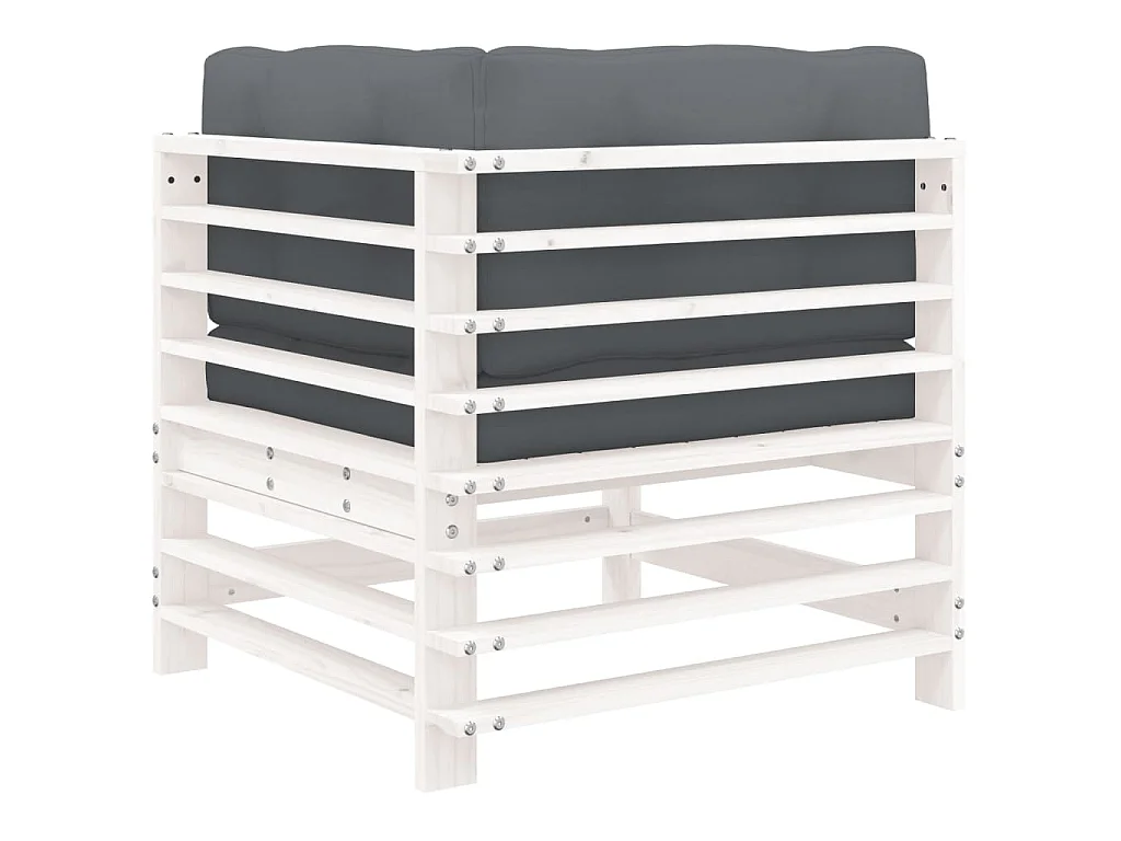 Ecksofa mit Kissen Weiß Massivholz Kiefer