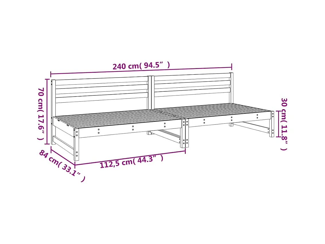 Tuinmiddenbanken 2 st 120x80 cm geïmpregneerd grenenhout