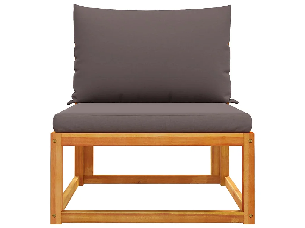 Canapé de jardin sans accoudoirs avec coussins en bois d'acacia et corde