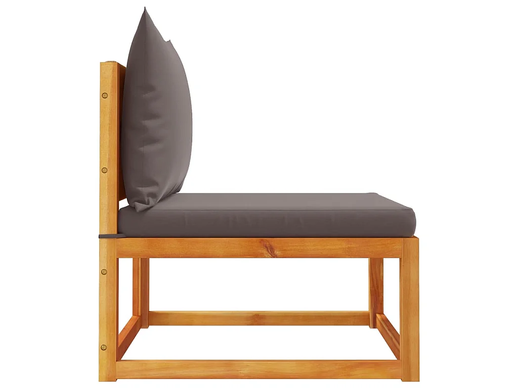 Canapé de jardin sans accoudoirs avec coussins en bois d'acacia et corde