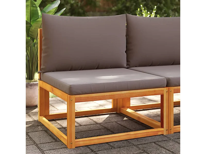 Canapé de jardin sans accoudoirs avec coussins en bois d'acacia et corde