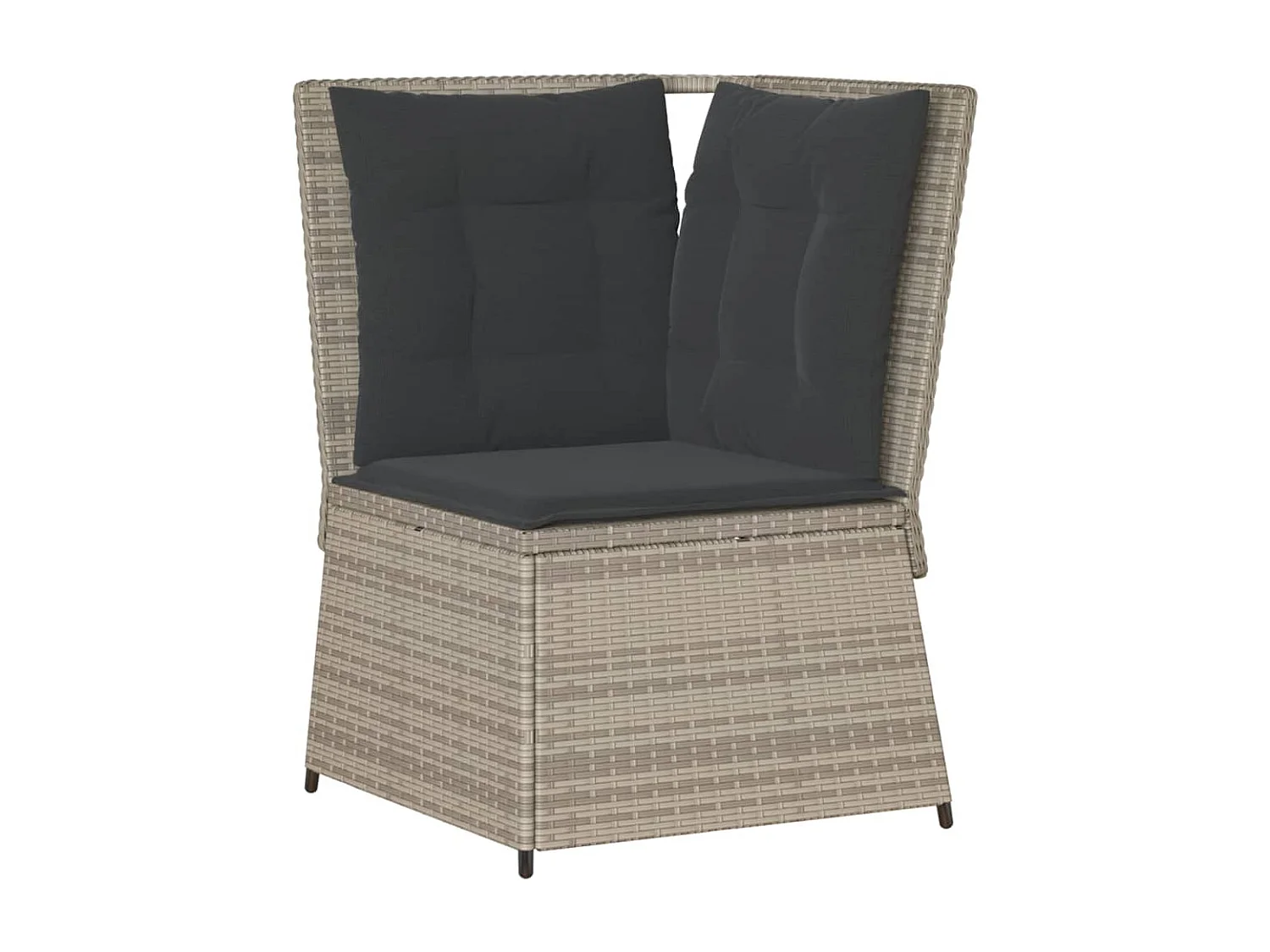 Canapé d'angle de jardin et coussins gris clair résine tressée