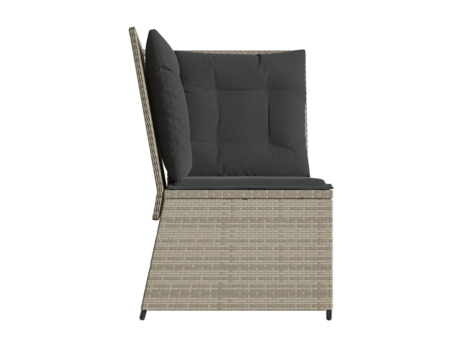 Canapé d'angle de jardin et coussins gris clair résine tressée