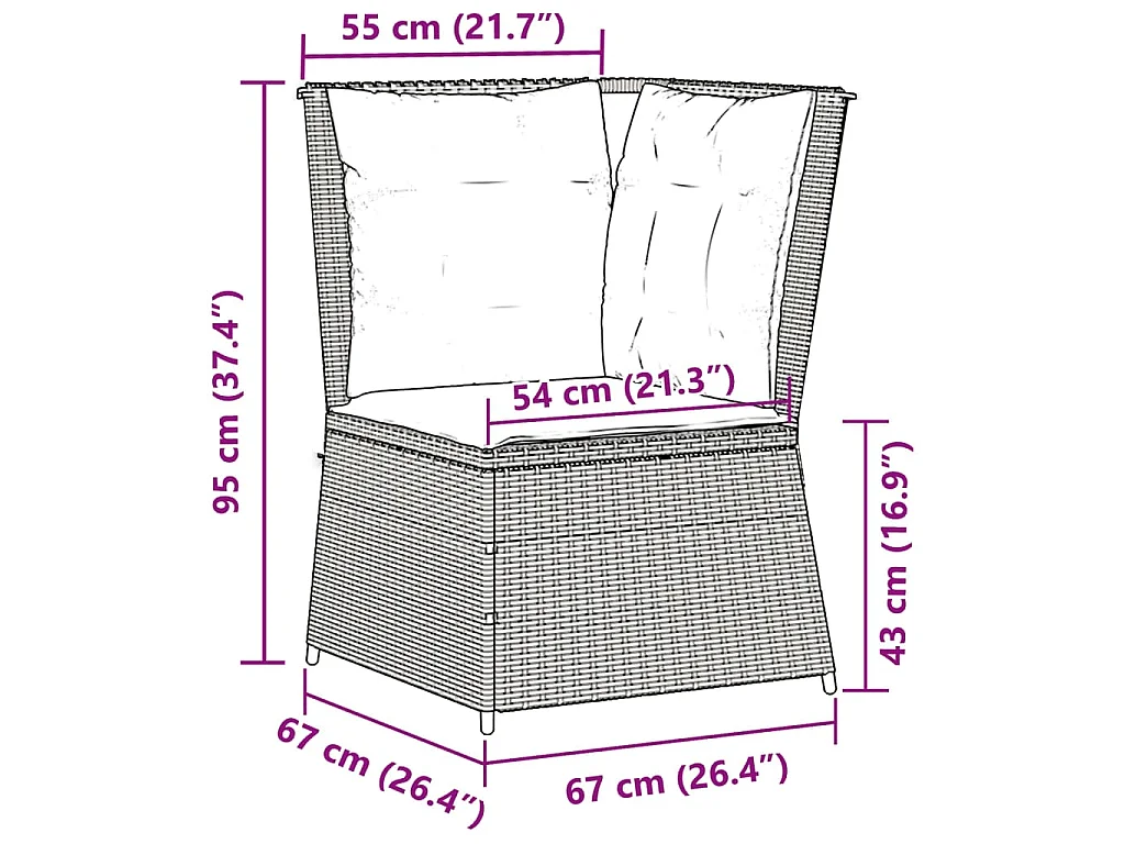 Divano Angolare Giardino con Cuscini Grigio Chiaro Polyrattan