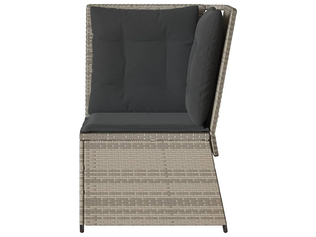 Divano Angolare Giardino con Cuscini Grigio Chiaro Polyrattan
