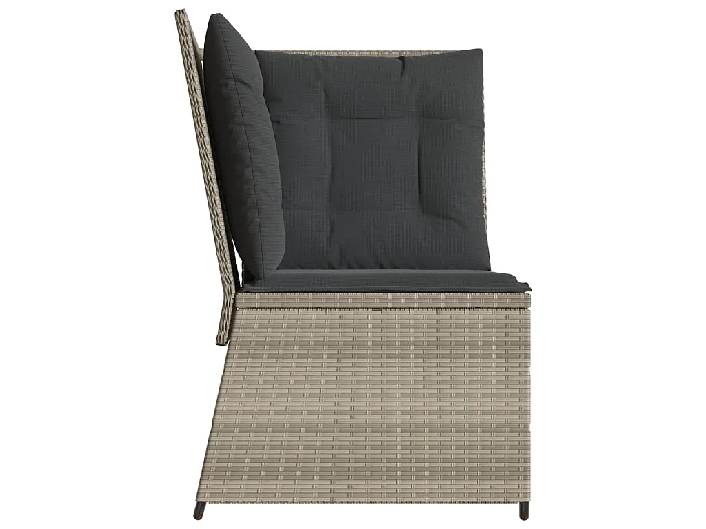 Divano Angolare Giardino con Cuscini Grigio Chiaro Polyrattan