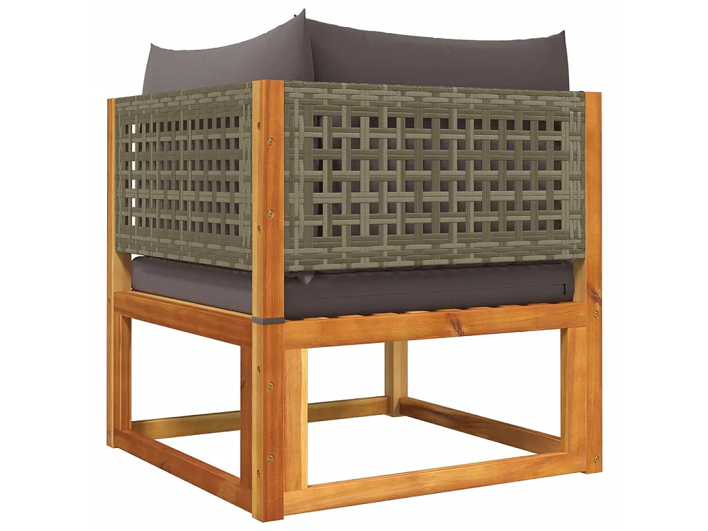 Tuinhoekbank met kussens acaciahout & rotan