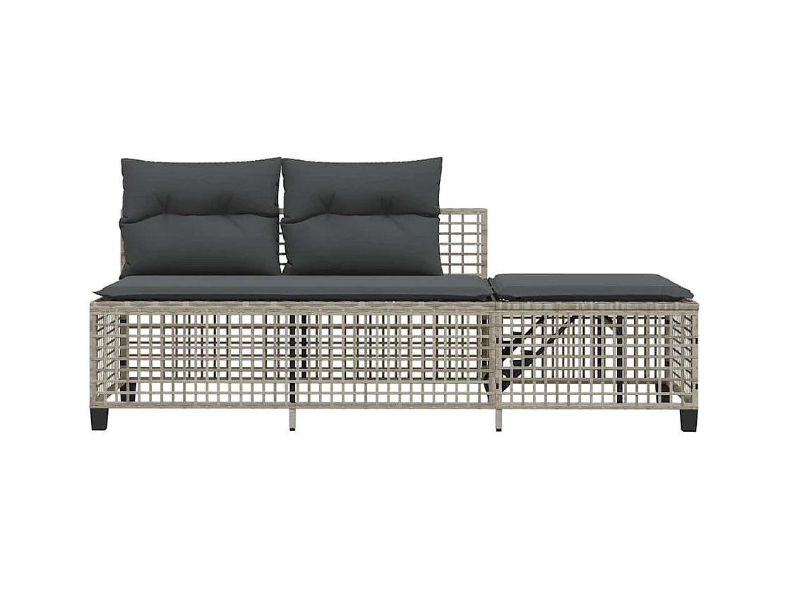 Salon de jardin d'angle avec coussins 3 pcs gris clair rotin