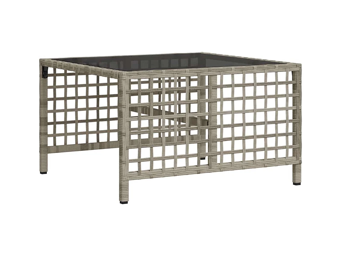 Salon de jardin d'angle avec coussins 3 pcs gris clair rotin