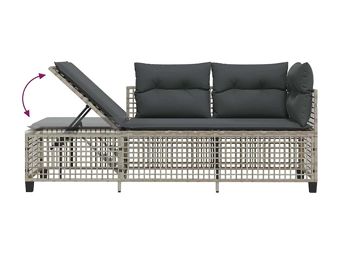 Salon de jardin d'angle avec coussins 3 pcs gris clair rotin