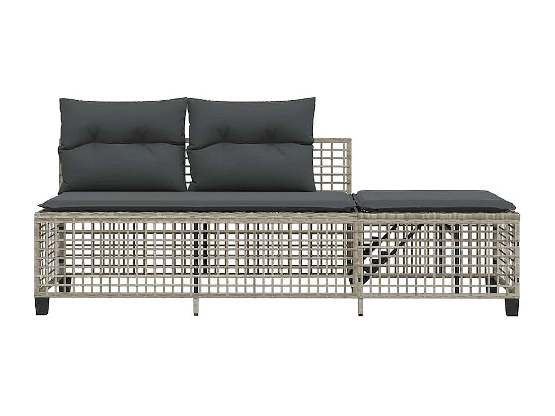 Salon de jardin d'angle avec coussins 3 pcs gris clair rotin