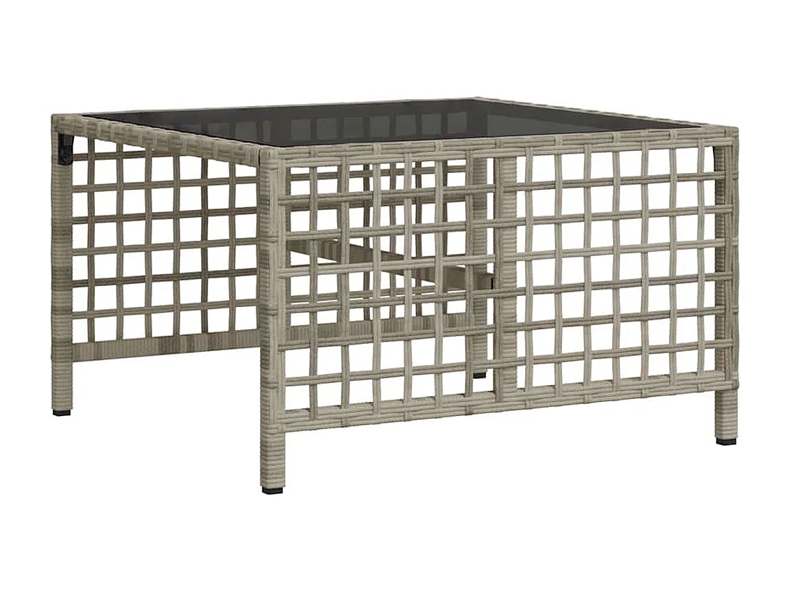 Salon de jardin d'angle avec coussins 3 pcs gris clair rotin